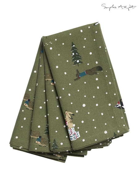 Sophie Allport Set Of 4 Festive Forest Napkins
