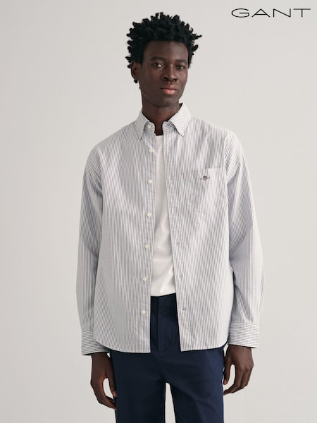 GANT Blue Oxford Banker Stripe 100% Cotton Shirt (250234) | €143