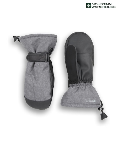 Grey - Regular Mountain Warehouse Lodge Waterproof Ski Mitten Gloves