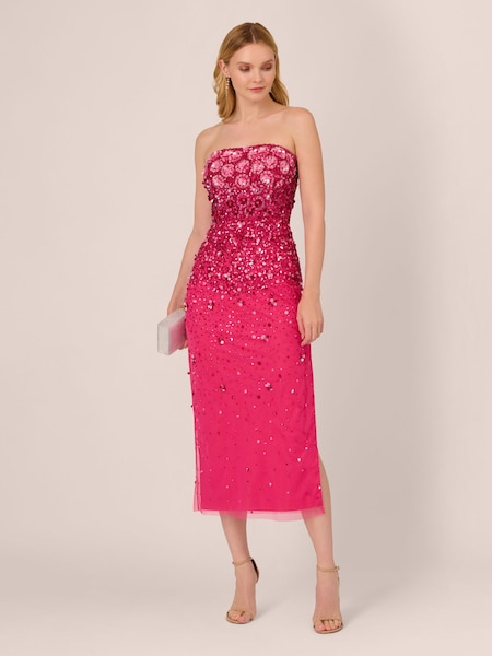 Adrianna Papell Pink Beaded Strapless Dress (250338) | 128 €