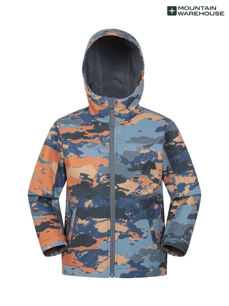 Gris - Chaqueta impermeable estampada para niños de softshell Exodus de Mountain Warehouse