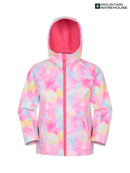 Pink - Mountain Warehouse Exodus Kids Printed Water Resistant Softshell Jacket