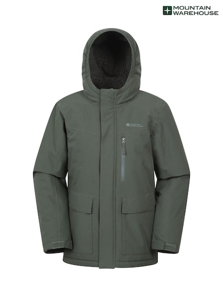 Green - Mountain Warehouse Noah Kids Borg Lined Waterproof Jacket