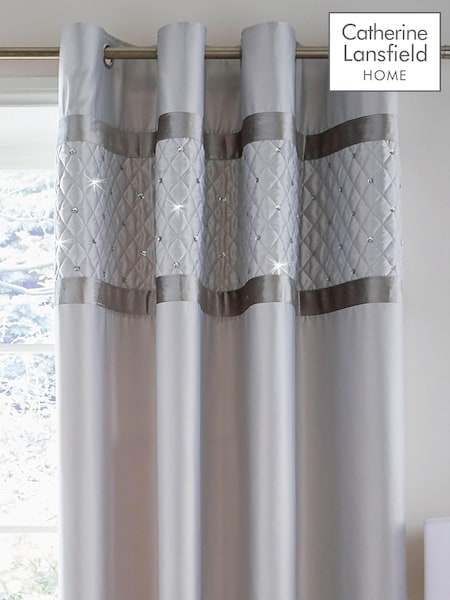 Catherine Lansfield Silver Sequin Cluster Eyelet Curtains (250913) | €93 - €106