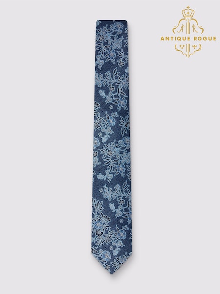 Blue - Regular Antique Rogue Autumn Fern Leaf Tie