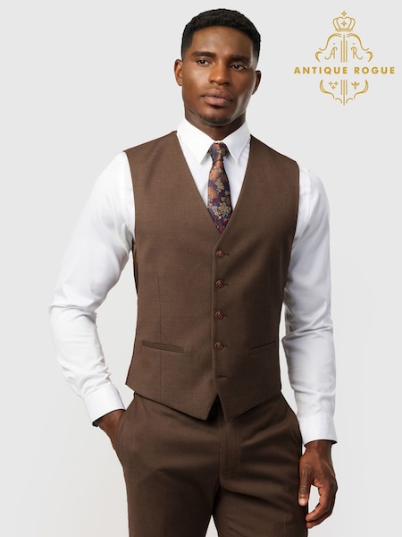 Brūna krāsa - Regular Antique Rogue Slim Fit Harley Flannel Waistcoat
