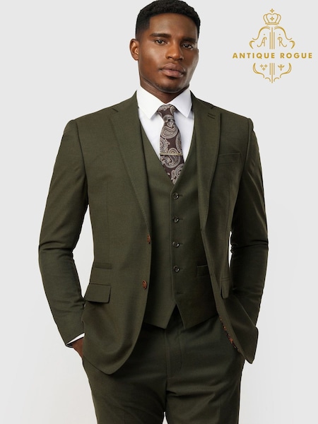Zaļš - Single Breasted Antique Rogue Slim Fit Stretch Flannel Harley Jacket