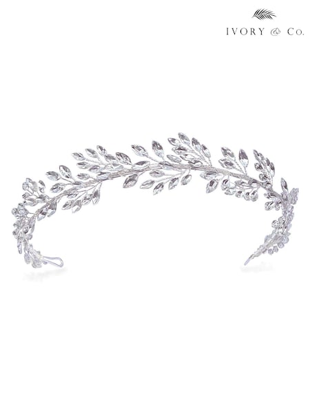 Ivory & Co Silver Utopia Leafy Crystal Headband (251000) | €89