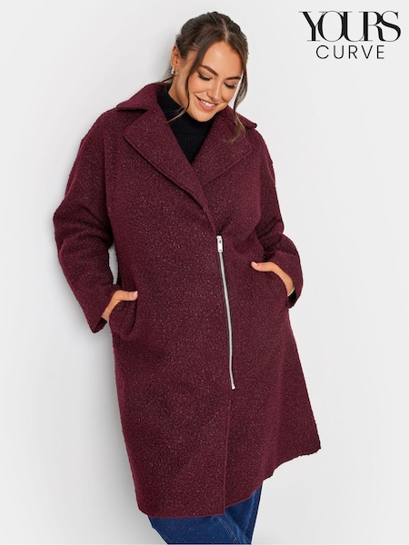 Yours Curve Red Boucle Biker Coat (251109) | €38