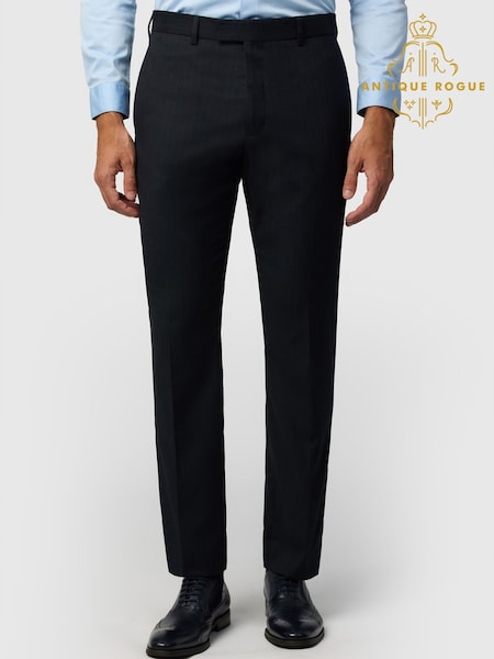 Black - Regular Antique Rogue Slim Fit Arlen Pinstripe Flannel Trousers