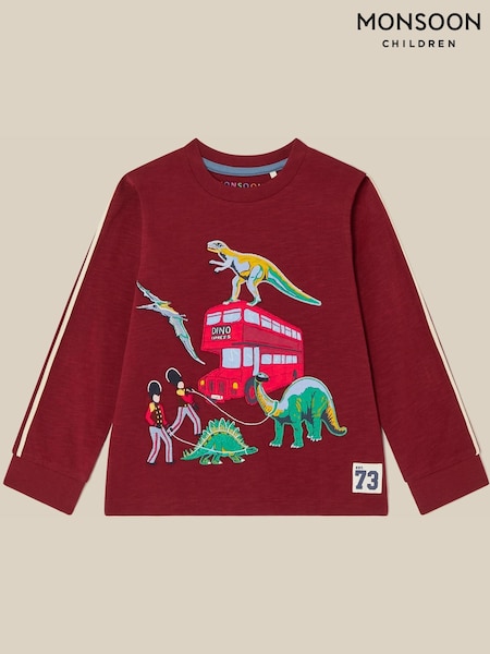 Red - Monsoon London Dinosaur Long Sleeve Top