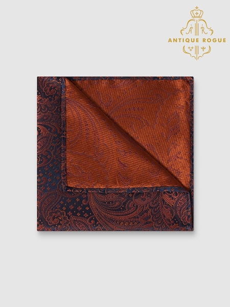 بني - Regular Antique Rogue Paisley Pocket Square