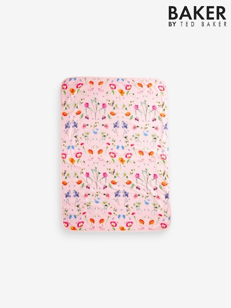 Różowy - Baker By Ted Baker All Over Floral Print 100% Cotton Blanket (251490) | 175 zł