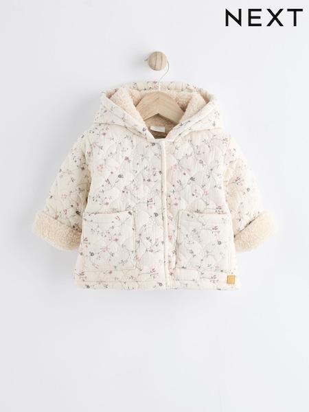Cream Ditsy Floral Hooded Baby Ditsy Jacket (0mths-2yrs) (251664) | AED78 - AED85