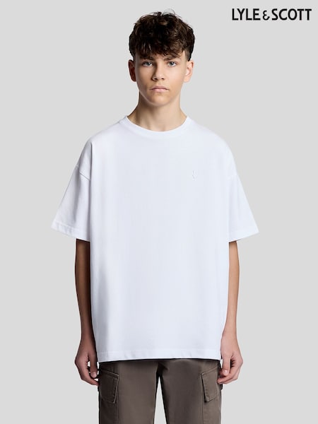 White - Lyle & Scott Tonal Heavy Weight Relaxed T-shirt