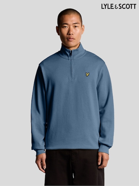 Blue - Lyle & Scott Quarter Zip Pullover Sweatshirt
