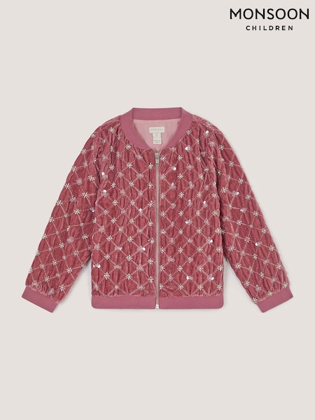 Rosa - Monsoon Gracie Verzierte Velours-Bomberjacke