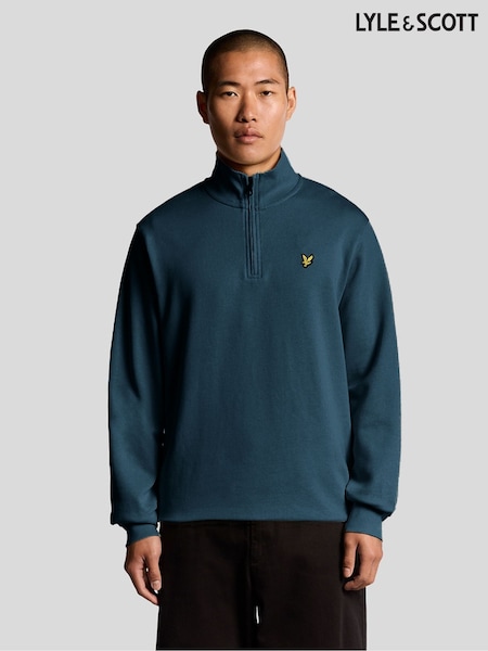 Teal Blue - Lyle & Scott Quarter Zip Pullover Sweatshirt