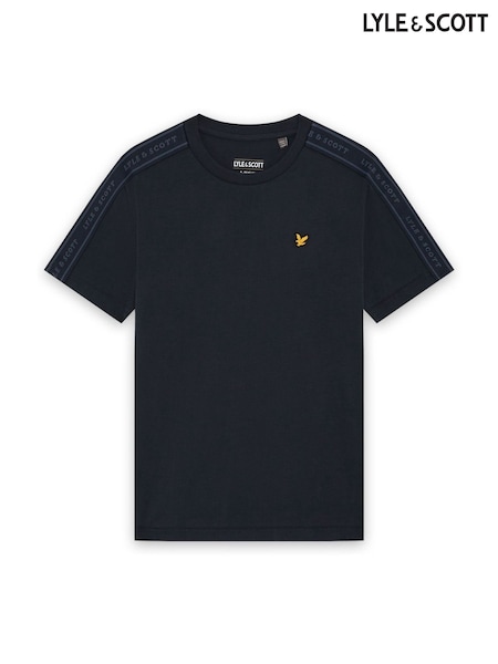 Bleu - Lyle & Scott Jacquard Tape T-shirt
