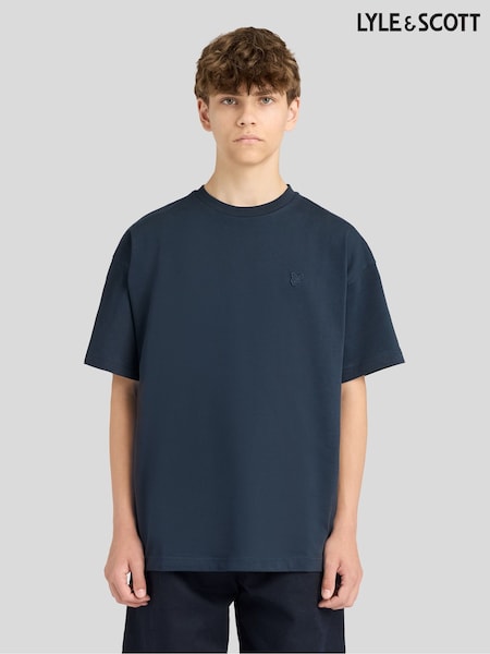 Blue - Lyle & Scott Tonal Heavy Weight Relaxed T-shirt