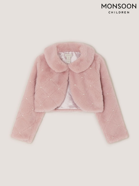 Pink - Monsoon Posie Pearl Faux Fur Jacket
