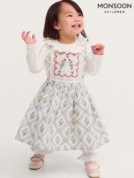 Көк - Monsoon Baby Mon Cheri Pinafore көйлегі және жейдесі жиынтығы