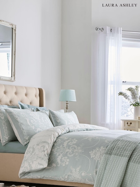 Laura Ashley Duck Egg Blue 100% Cotton Sateen Josette Duvet Cover and Pillowcase Set (252853) | €60 - €113