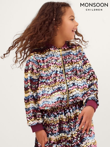 Rojo - Chaqueta bomber de lentejuelas Monsoon