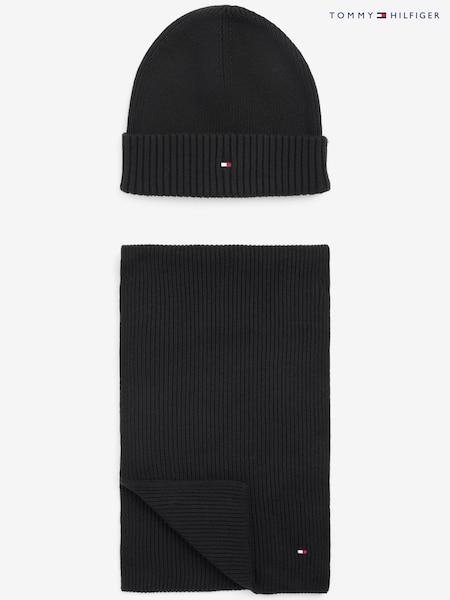 Tommy Hilfiger Flag Black Beanie & Scarf (253414) | €37