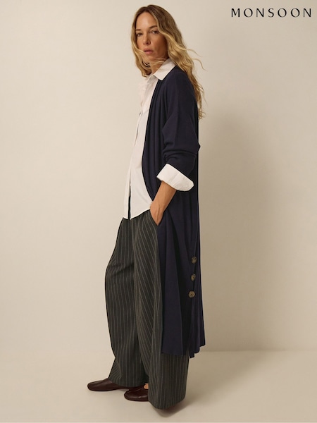 Blue - Monsoon Sadie Knit Longline Cardigan