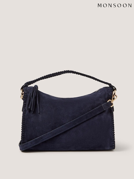 Blå - Monsoon Della Suede Handbag