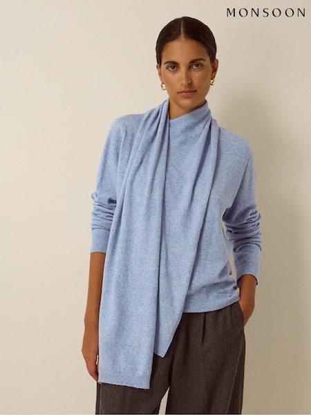 Blue - Monsoon Shaw Scarf Knit Jumper