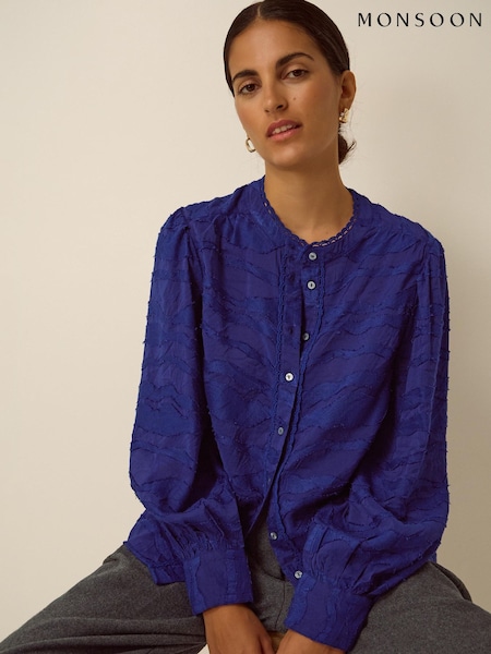 Albastru - Bluză Monsoon Jane din jacard