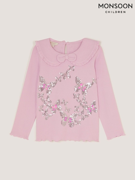 Lila - Monsoon Sequin Butterfly Long Sleeve Top