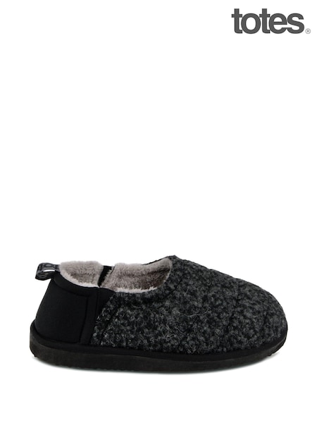 Totes Black Mens Quilted Full Back Slipper Clogs With EVA Sole (253649) | €18.50