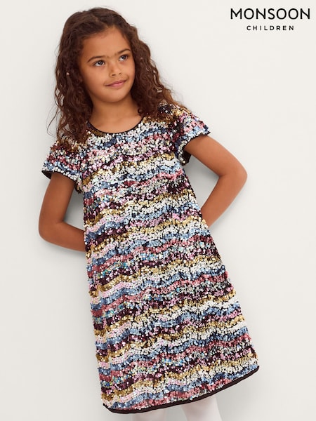 Black - Monsoon Sequin Stripe Party Dress