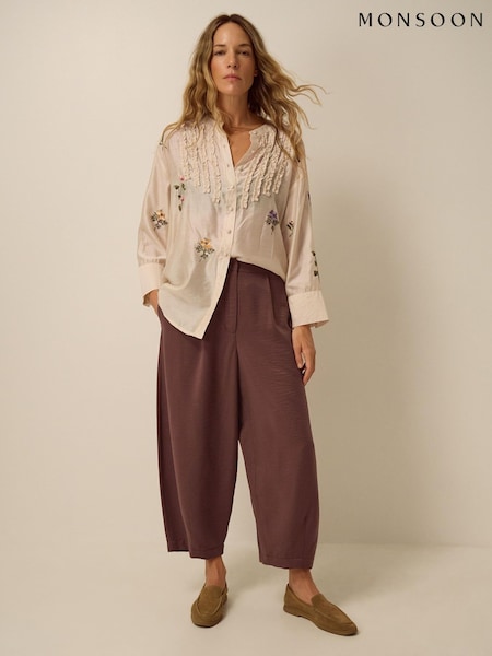 Brown - Monsoon Raina Barrel Trousers
