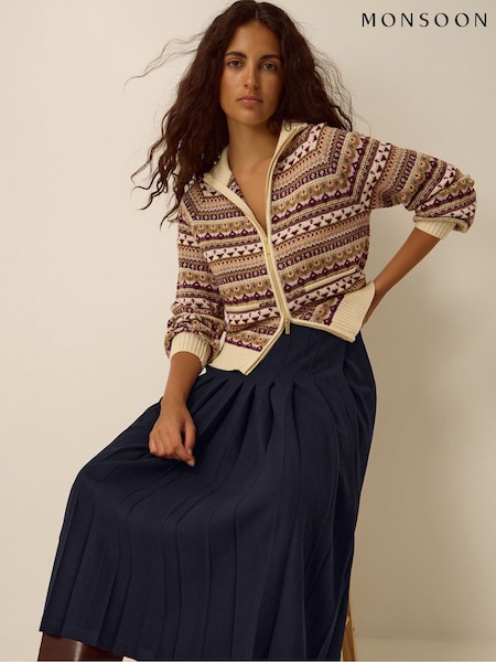 Көк - Monsoon Nancy Pleated Midi Skirt