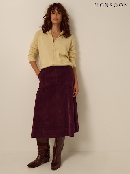 Қызыл - Monsoon Yasmin Corduroy Midi Skirt