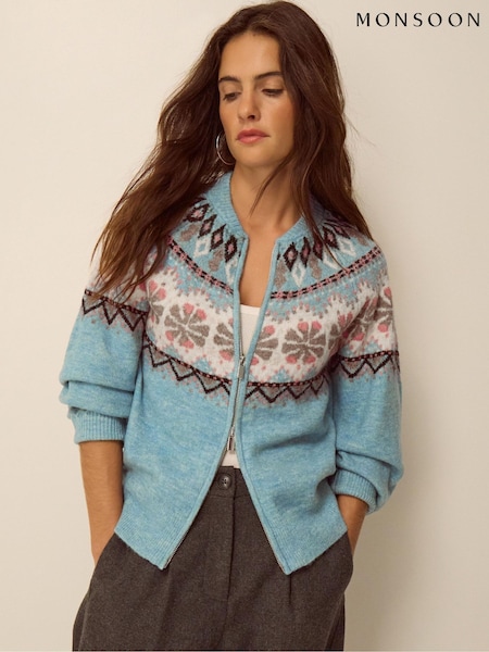 Blue - Monsoon Fen Fair Isle Cardigan