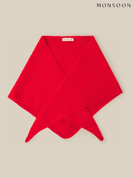 Red - Monsoon Fae Knitted Triangle Scarf
