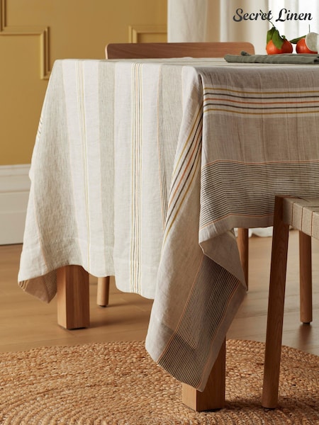 Nappe rectangulaire en lin à rayures Sophie de Secret Linen Store