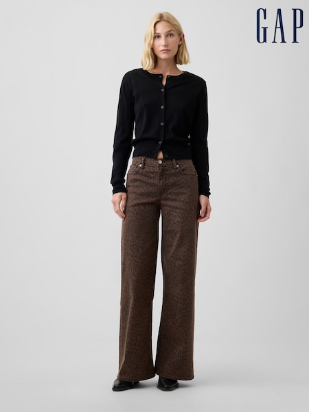 Leopards - Gap Mid Rise Print Wide-leg Jeans