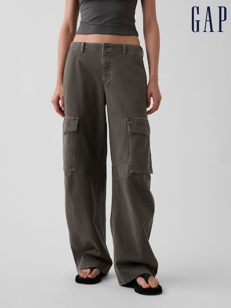 Green - Gap Low Rise Twill Baggy Barrel Cargo Trousers