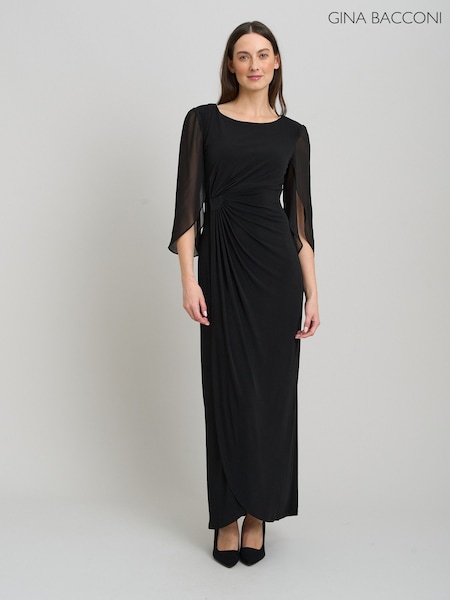 Black - Gina Bacconi Iulia Printed Sheath Dress