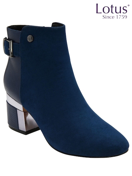 Lotus Navy Blue Heeled Ankle Boots (255510) | 173 QAR