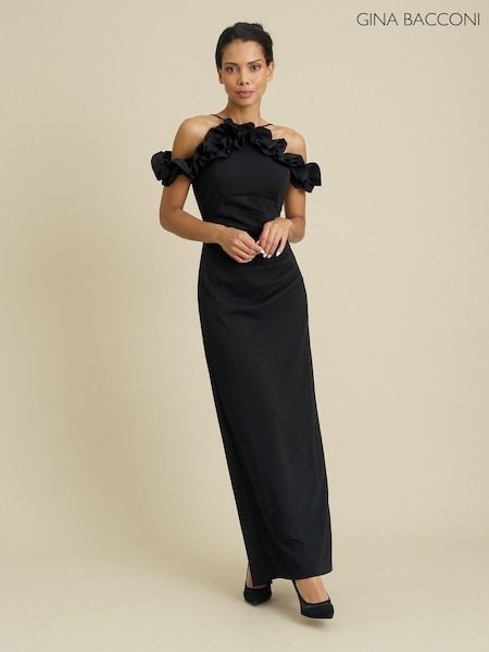 Svart - Gina Bacconi Toni Ruffle Off Shoulder Maxi Dress