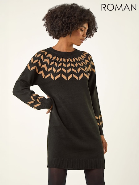 Natural - Vestido jersey con estampado de chevrones Roman