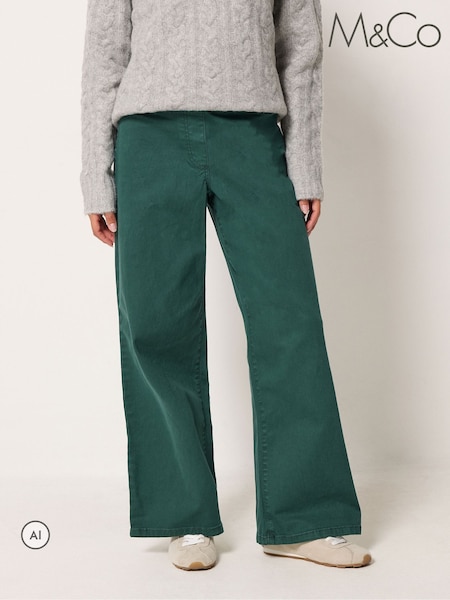 Green - M&co Petite Wide Leg Jeggings