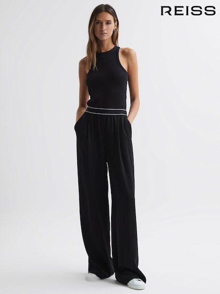 Reiss Black Abigail Wide Leg Elasticated Trousers (256025) | €220